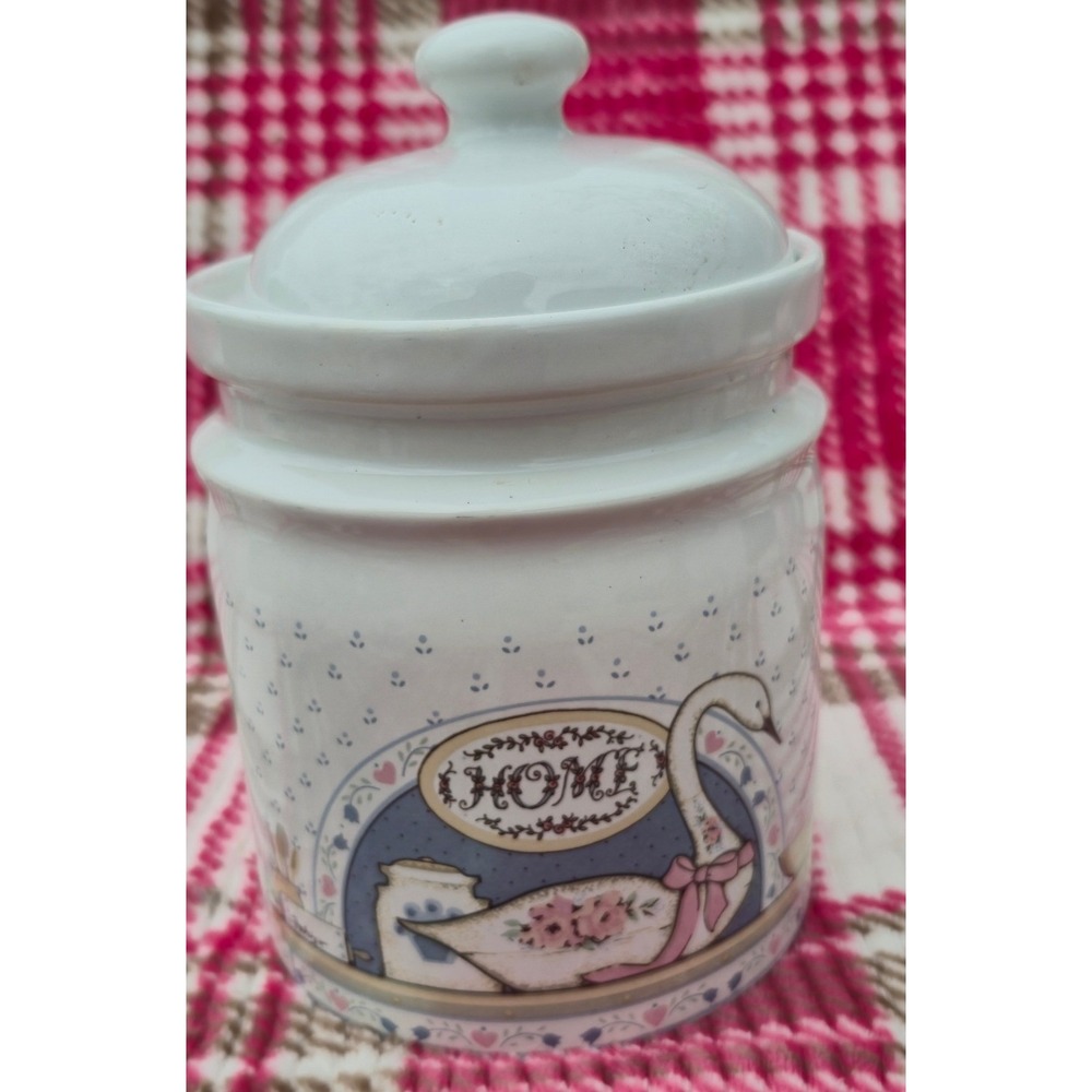Vintage Paul Marshall Country‎ Home Ceramic Swan Canister Lidded Jar Taiwan